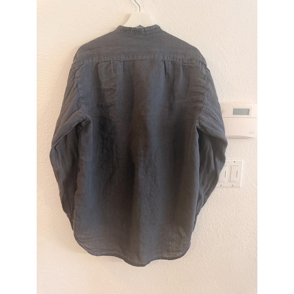 CP Shades Shirt Womens Medium Gray 100% Linen Button Front Tunic Top Long Sleeve - Picture 9 of 16